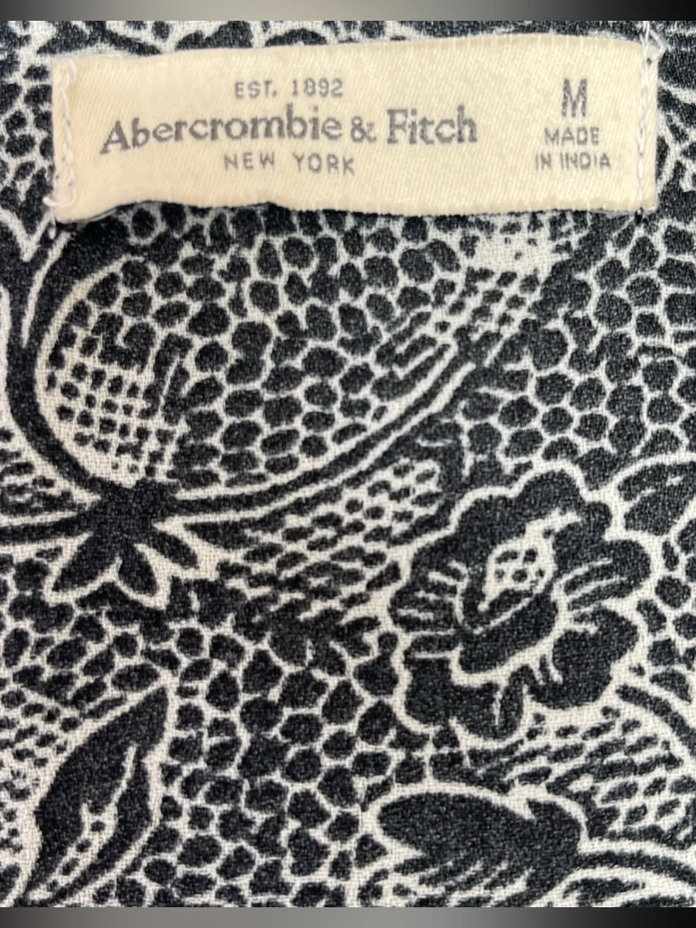 Abercrombie & Fitch Black White Paisley Floral High Low Wrap Maxi Dress Size M
